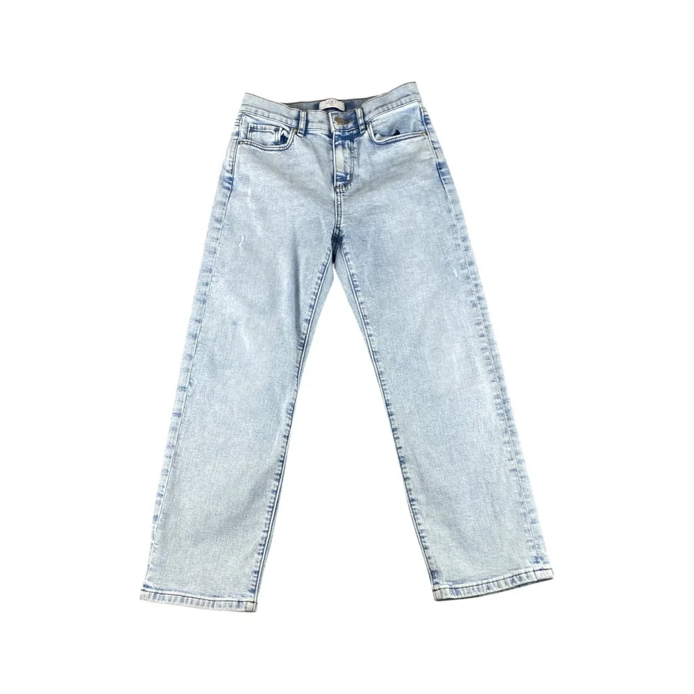 Loft Outlet Petite Light Wash Straight Leg High‎ Rise Jeans Size 00P Distressed